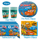 Disney Cars Birthday Party Decorations Lightning Mcqueen Disposable Tableware Set Cups Plates Balloon for Race Party Baby Shower