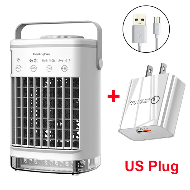 Portable Air Conditioner Mini Air Cooler Fan USB Air Conditioning 700ml Water Cooling Fan Humidifier For Home Room Office Desk