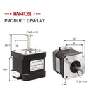 HANPOSE Nema17 stepper motor, torque 78 oz-in (52 N-cm), current 1.8 A. Models 17HS8401 17HS 2408 17HS3401S 17HS4401S 17HS6401S