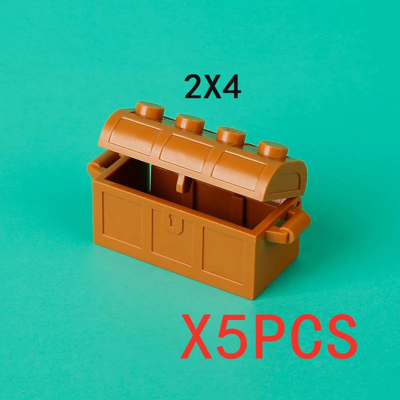 MOC Building Blocks Figures Accessories Cash Dollar Coin Bag Model Gold Silver Bar Colored Diamond Treasure Box Series Coffer