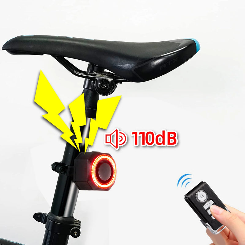 Bike Tail Light Anti-Left Alarm, Usb Rechargeable Bicycle Brake Rear Light For Night Riding, Bike Alarm With Remote Control