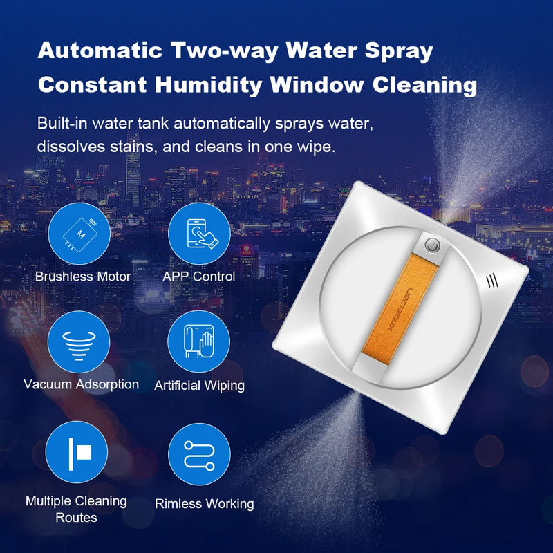 Liectroux YW710 Robot Window Cleaner,Double Water Spray,Strong Vacuum,Home Floor Wall Window Cleaning Robot,App&Remote Control
