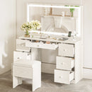 IRONCK Vanity Desk Set with LED Lighted Mirror & Power Outlet, 7 Drawers Makeup Vanities Dressing Table with Stool, for Bedroom