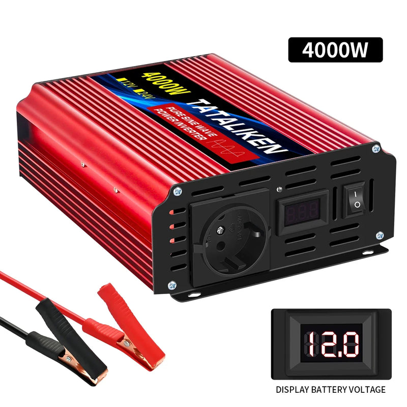 1000W-10000W Inverter 12V/24V 220V Pure Sine Wave Converter Solar Inverters With LED EU Socket