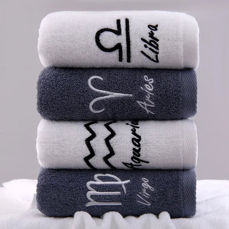 12 Constellation Letters Towel Embroidery Cotton Absorbent Quick Dry Lovers Gift Thickened Sports Soft fashion Bath Towel Set