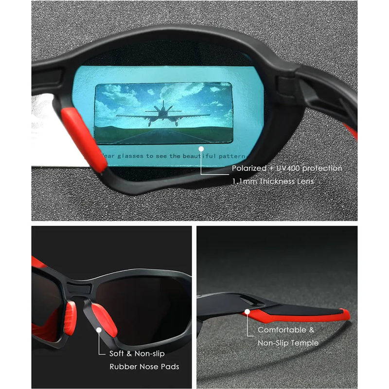 KDEAM Impeccable Matched Shape Men's Sunglasses Polarized Biking Sun Glasses TR90 Material Ergonomic Design Temples