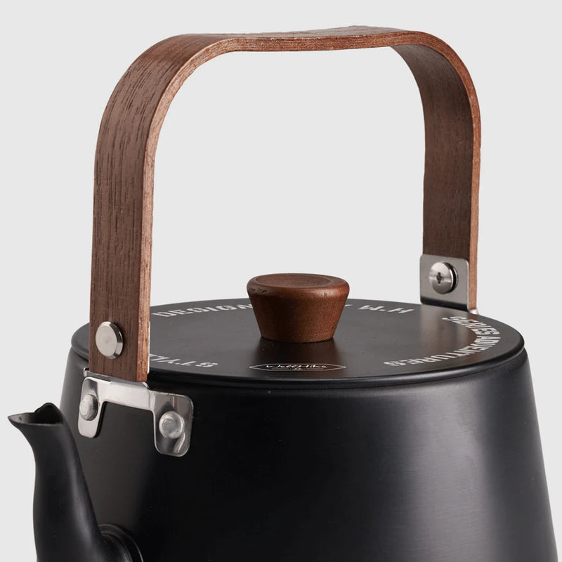 1.1L Camping Water Kettle with Wooden Handle Outdoor Portable Teapot Lightweight Coffee Pot Tourist Tableware