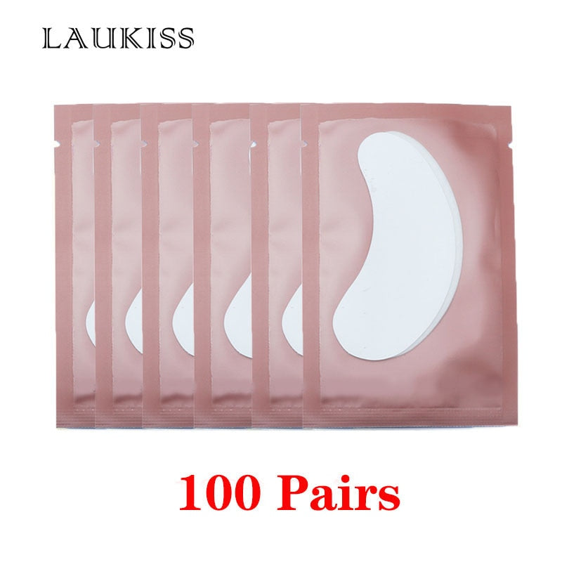 25/50/100Pairs Eye Patches Under Eyelash Pads for Building Hydrogel Paper Patches Pink Lint Free Stickers for False Eyelashes