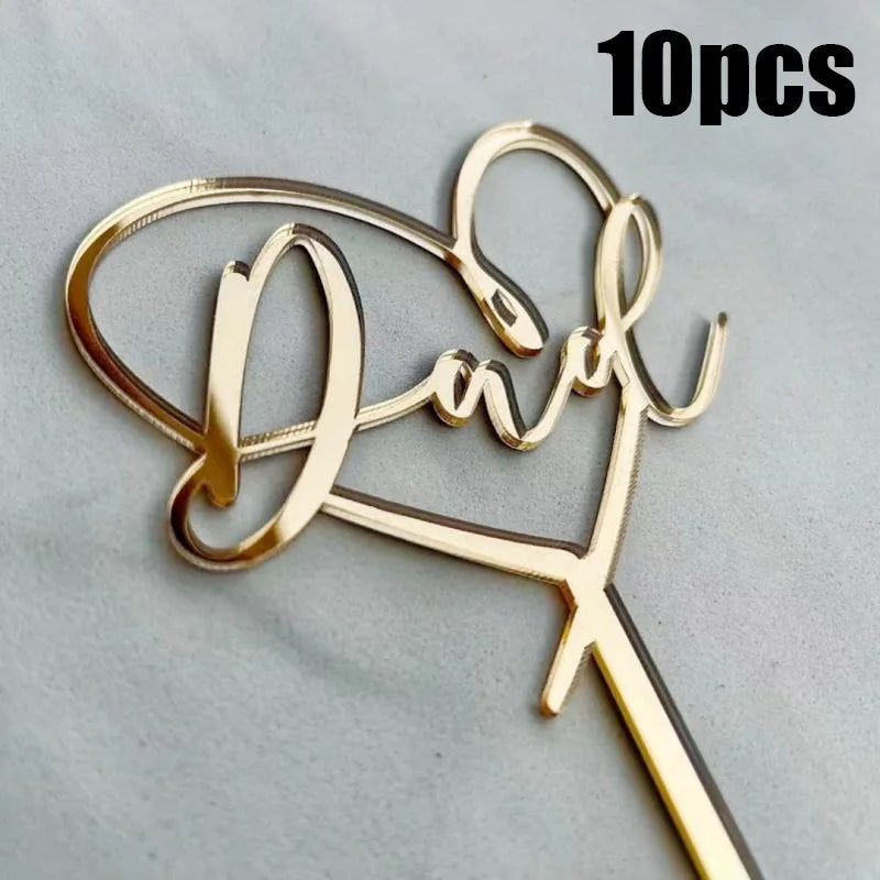 10Pcs Acrylic Dad Birthday Cakes Topper for Father's Day Party DIY Baking Cupcake Decor Tools Happy Birthday Decoration Supplies