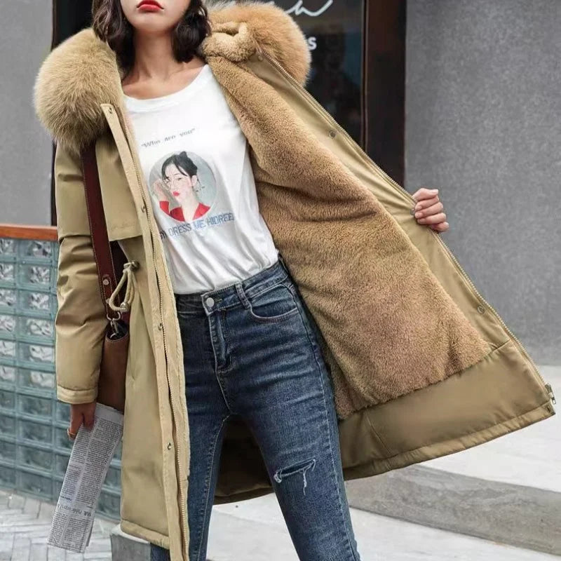 New In Coats & Jackets Women's Winter Padded Jacket Loose Casual Outerwears Fleece Hodded Windbreaker Elegant Office Lady's Coat