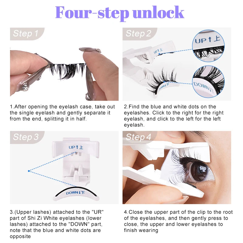 2 pairs of magnetic false eyelashes plus eyelash curler set Curling super soft eyelashes can be reused easily