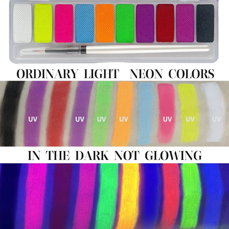 10 Colors Glow Fluorescent Neon Oil Face Body Art Paint UV Glow Oil Painting Halloween Party Fancy Dress Beauty Makeup Cosmetics