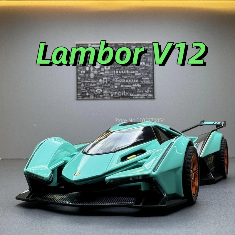 1/32 Model Car for Lambor V12 Metal Vehicle Super Sport Racing Car Alloy Model Car Miniature Diecast with Pull Back Sound Light