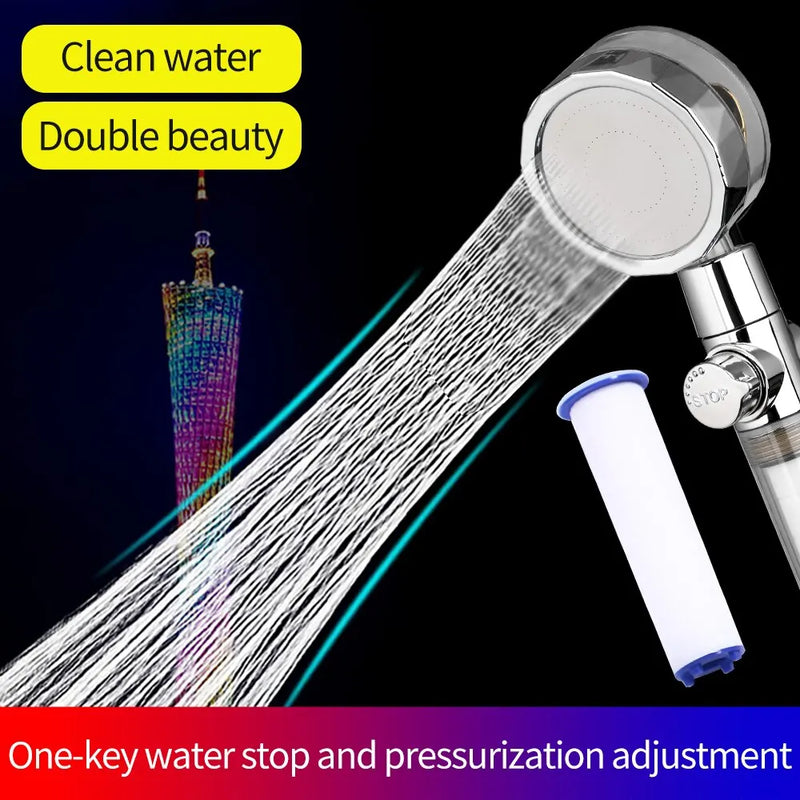 Pressurized Shower Water Saving High Pressure Perforated Adjustable Bathroom Small Fan Shower