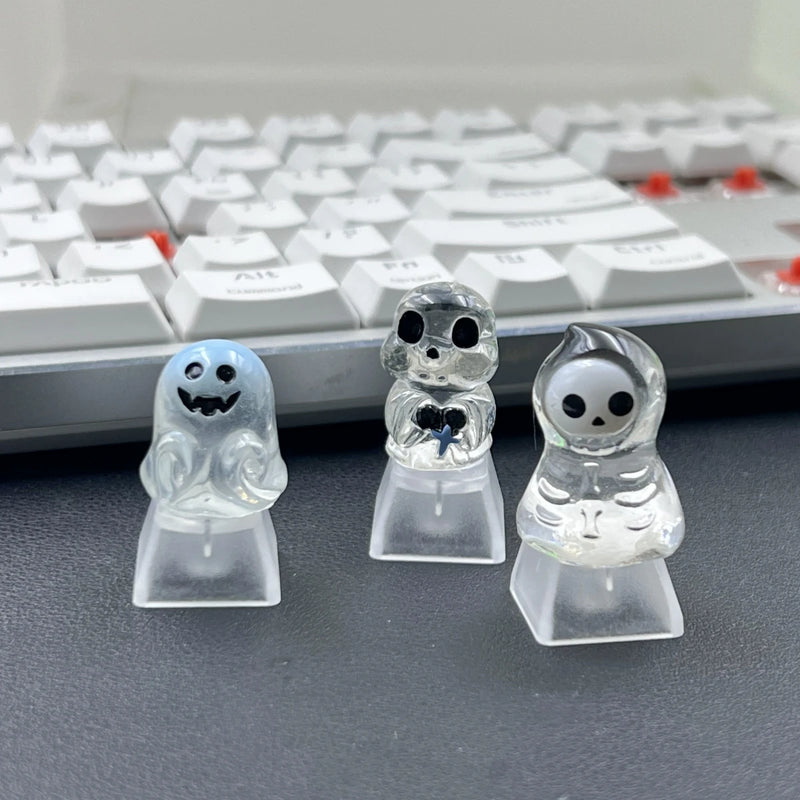 1Pcs Cute Halloween Skeleton Ghost Key caps Cross Axis Mechanical Keyboard Accessories