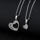2PCS Gift for Mom Hollow Love Pendant Necklace Family Stainless Steel Accessories Mother Day Set Thanksgiving Jewelry 'Daughter'