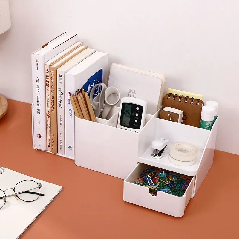 Desk Stretchable Box Office Organizer Bins Storage Holder Desktop Pencil Pen Sundries Stationery Office School Supplies