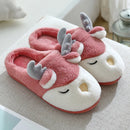 Couples Women Winter Home Slippers Christmas Cartoon Reindeer Non Slip Soft Warm Men House Shoes Indoor Bedroom Floor Footwear