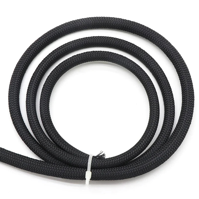 Black PET Braided Sleeve 2 4 6 8 10 12 14 16 20 25 30 40 50 60 70 80mm High Density Insulated Cable Protection Expandable Sheath