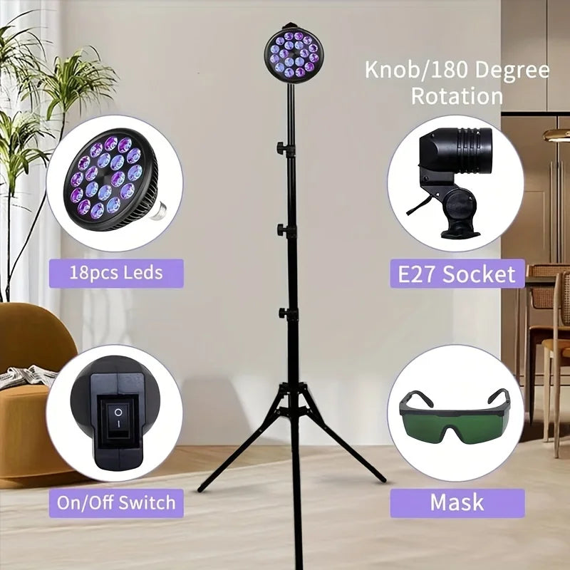 54W Tanning Lamp uv Solarium Lamp for Tanning Body 18PCS LEDS Tanning Lamp at Home Wavelength 450nm & 850nm Skincare Sun Lamp