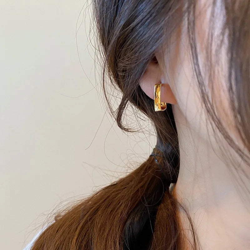 Women Minimalist Square Earrings Gold Color Circle Hoop Geometric Dangle Earrings For Girls Luxury Fashion Pendients Jewelry