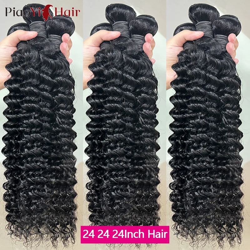 26 28 30Inch Deep Wave Human Hair Bundles 100% Raw Human Hair Bundles Deep Wave Bundles For Women Hair Extensions Top Quality