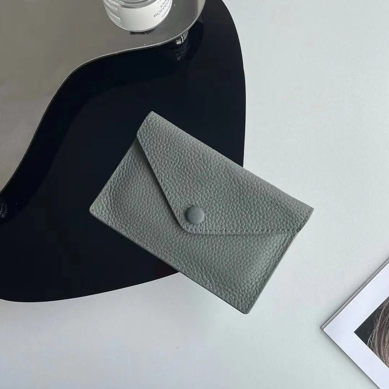 Custom Letters Soft Leather High-end Ultra-thin INS Style Mini Envelope Card Holder Wallet Simple ID Wallet Coin Purse