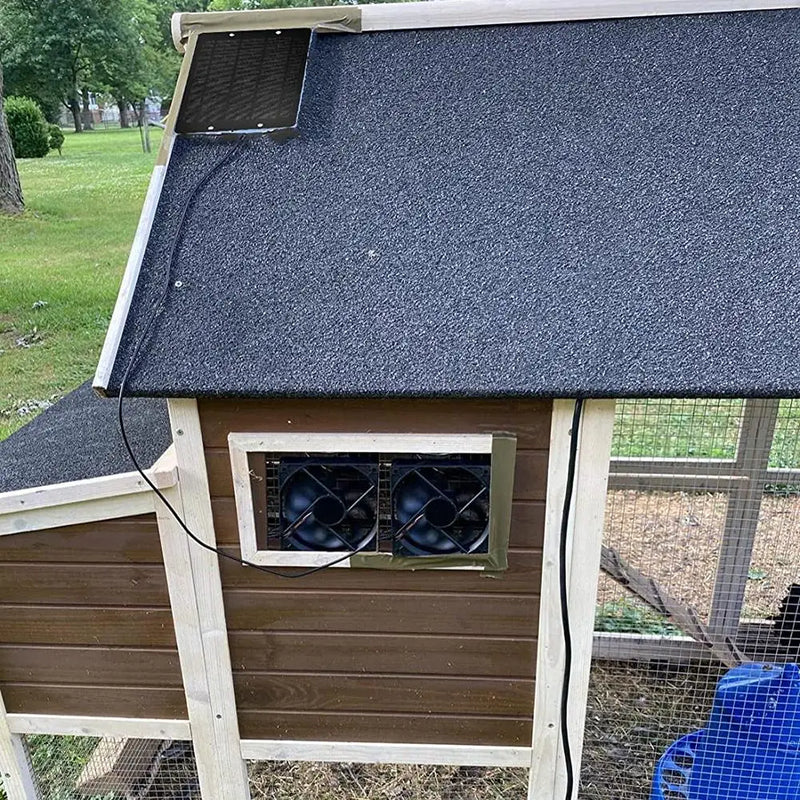 30W 12V Solar Exhaust Fan Air Extractor 12cm Mini Ventilator Solar Panel Dual Cooling Fan for Dog Chicken House RV Greenhouse