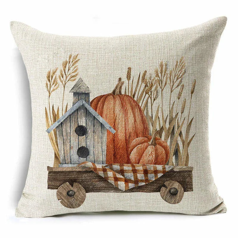 Thanksgiving Pumpkin Plant Pillowcases Linen Decor Throw Cushion Cover For Car Sofa Pillowcase Outdoor Garden Home Decoration