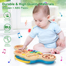 Wooden 2in1 Keyboard Piano Clapping Drum with Light & Music Cartoon Animals Music Toys Educational Toys for 12 months Baby Gifts