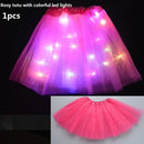 Children Kids Girls Light Up Tutu Led Skirt Glow Wreath Headband Party Birthday Luminous Costumes Christmas Halloween Festival