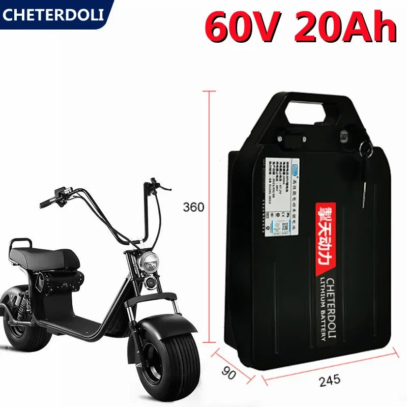 New 18650 Rechargeable 60v 20Ah Li Ion Battery for 1000w 1500w Citycoco X7 X8 X9 Trolling Motor Lithium Battery + 3A Charger