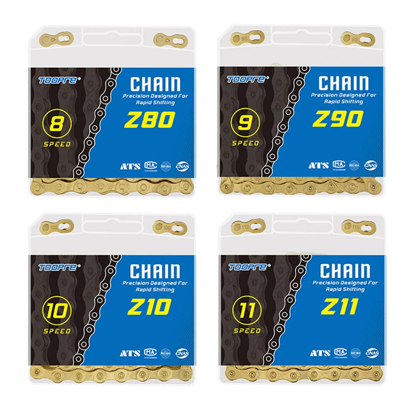 8/9/10/11 Speed Bicycle Chain Fully Electroplated Gold Rust Corrosion Resistant Wear-resistant Durable Suitable for Most Bikes