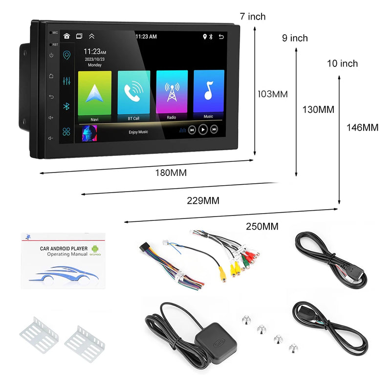 Universal 7"/9"/10" Car Radio Android 13 Wireless CarPlay Android Auto multimedia player WiFi GPS Navi RDS USB 2 Din Car Stereo