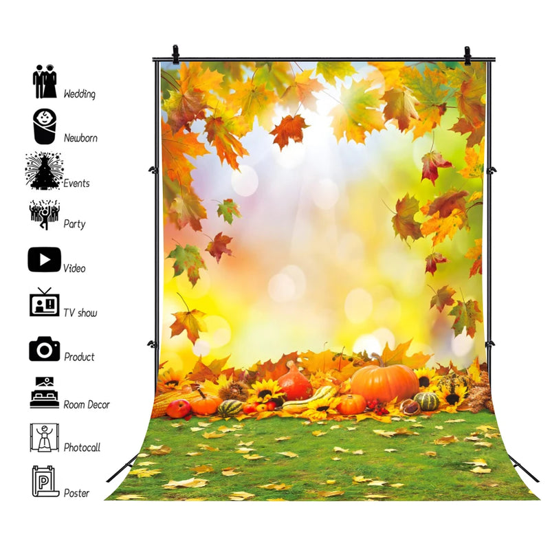 Autumn Landscape Backdrop Fall Forest Maple Fallen Leaves Nature Scenery Harvest Thanksgiving Portrait Photography Background
