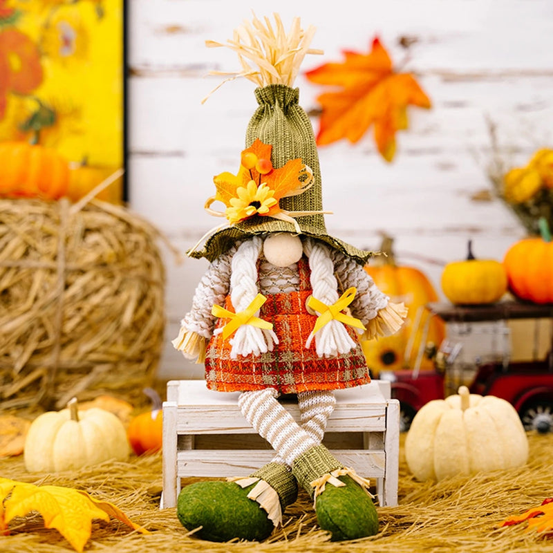 Fall Gnome Pumpkin Sunflower Swedish Nisse Elf Dwarf Plush Ornaments Decorations For Home Party Autumn Thanksgiving Decor Gift