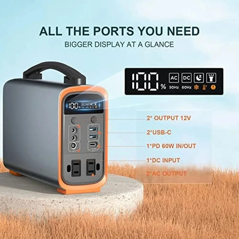 Portable Power Station, 240Wh Lifepo4 Generators for Home Use, 240W Emergency Power Supply, 75000mAh Outdoor Solar Generator for