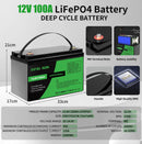 DATOUBOSS 12V 100Ah LiFePO4 Battery 1280Wh Lithium Battery with Improved 100A BMS 8000-15000 Deep Cycles Support in Series/Paral