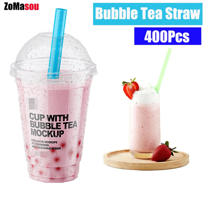 50-400Pcs Colorful &Black Large Drinking Straws Bubble Tea Straw MilkTea Smoothies Milkshake Party Wedding Bar Home Accessories