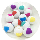 10pc/Lot  Valentines Day Silicone Beads Focal Heart Round Marking DIY Necklace Baby Pacifier Chain Beads For Making Jewelry