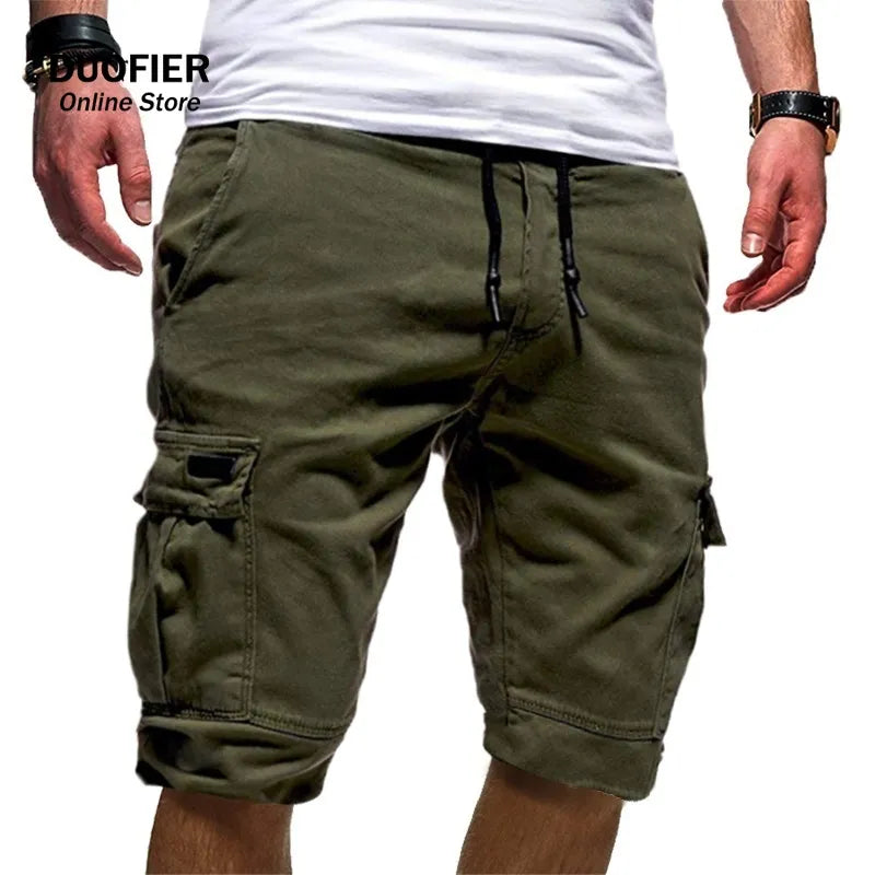 Mens Cargo Shorts Casual Side Pockets Fashion Bottom Military Shorts Summer Shorts Men Army Green Drawstring Bermuda Masculina