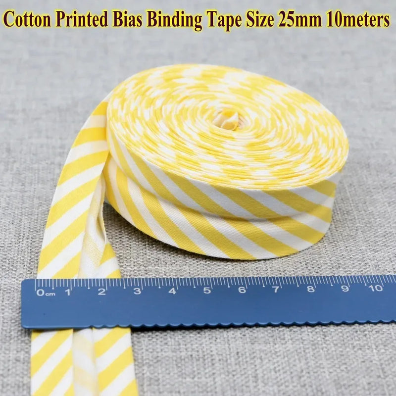 25mm (1“) width Bias Tape 100% Cotton Extra Soft for Baby Cloth Skin-friendly Fablic Bias Binding Tape Ironed Folded 12 yards
