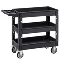 SucceBuy 2/3 Shelf Utility Service Cart Dolly with 360° Swivel Wheels Ergonomic Storage Handle for Warehouse/Garage/Cleaning