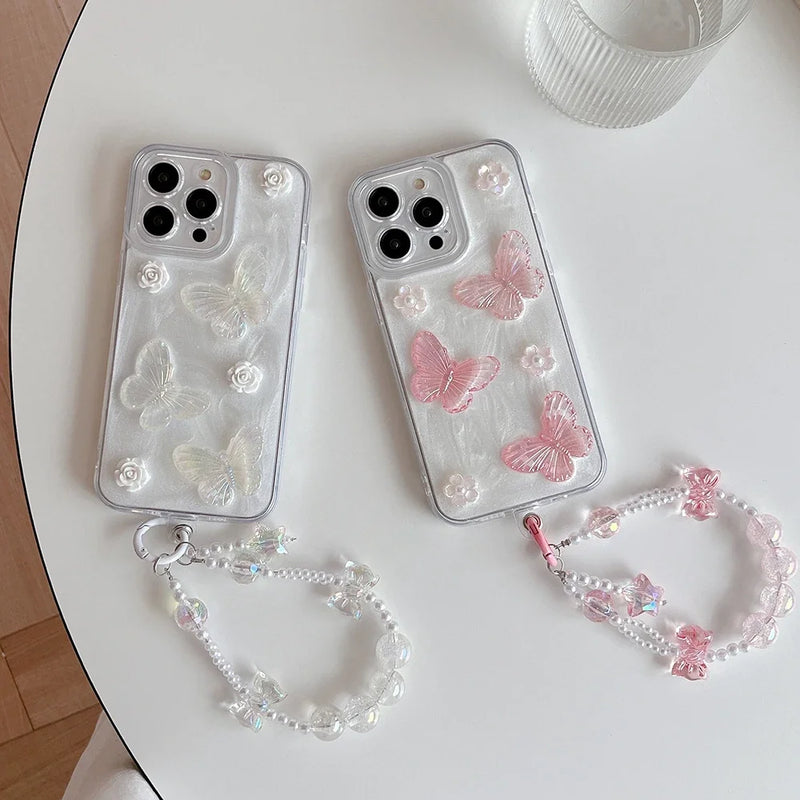 Qianliyao 3D Butterfly Bracelet Phone Case For iPhone 15 14 13 12 11 Pro X XR XS Max 7 8 plus Soft TPU Shockproof Back Cover