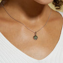 WES 925 Sterling Silver Natural Stone 8*8mm Moss Agate Pendant Necklace for Woman Friend Engagement Party Christmas Gift Jewelry