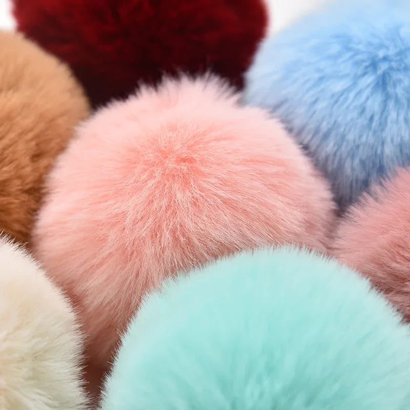 Fluffy Fur PomPom Keychain Soft Faux Rabbit Fur Ball Car Keyring Pompom Key Chains Key holder Women Bag Pendant Jewelry Gifts