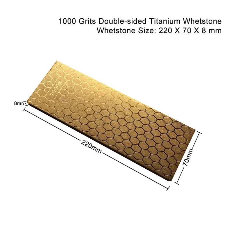 DMD Diamond Double Sided 400 and 1000 Grits Titanium Knife Sharpening Stone  With Size 200*70*8mm Whetstone with Holder