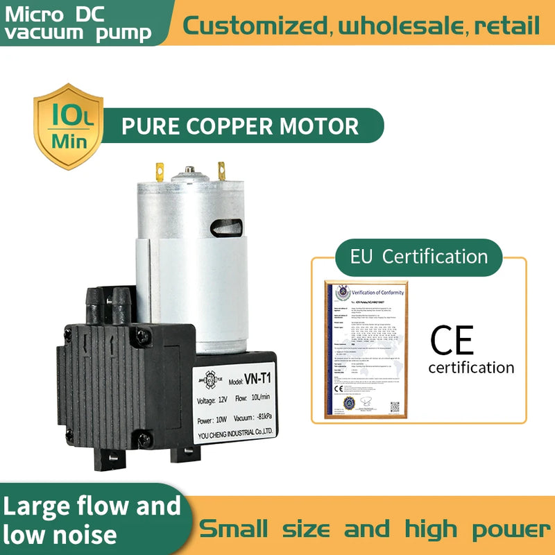 Small DC 12v/24v -81Kpa Electric Diaphragm Vacuum Pump Mini Vacuum Pump Suction Vacuum Pump VN-T1