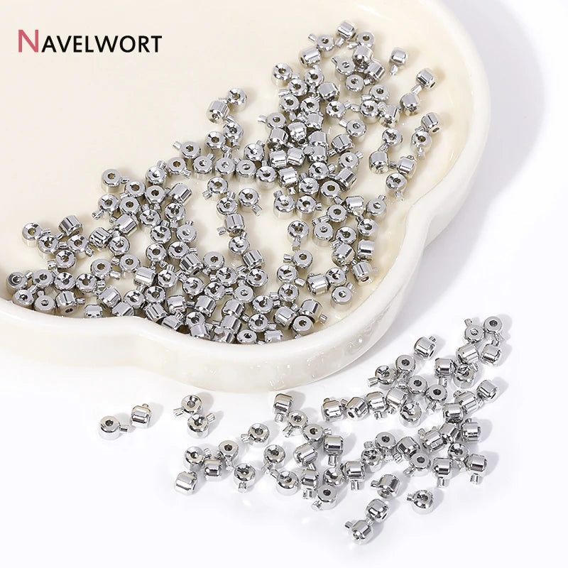 10/20pcs 18K Gold Plated Crimp Beads End Bead For Jewelry Making,Brass Snap Crimp Clasps For DIY Bracelet Making Accessories