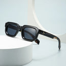 SO&EI Fashion Square Rivets Women Sunglasses Shades UV400 Retro Gradient Men Punk Sun Glasses